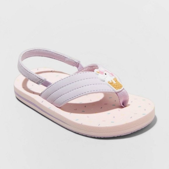 Cat & Jack Ash Flip Flop Sandals Pink Cupcake Sprinkle Unicorn S 5-6 - Picture 1 of 2